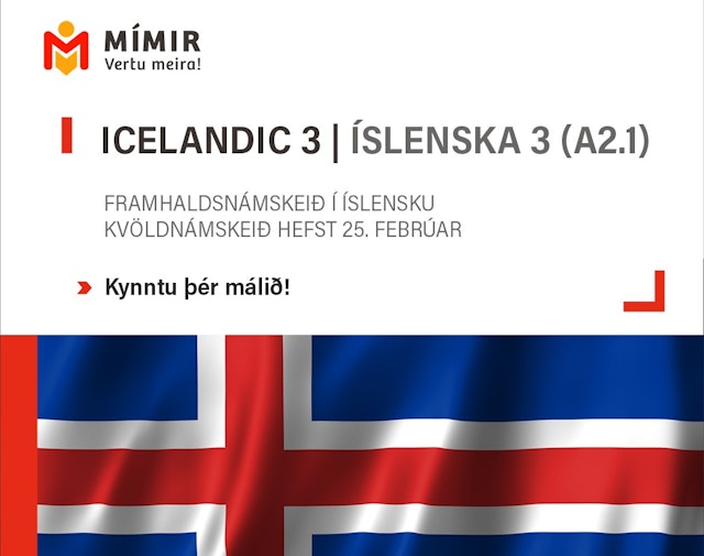 Íslenska 3 kvöldnám | Icelandic 3 evening class