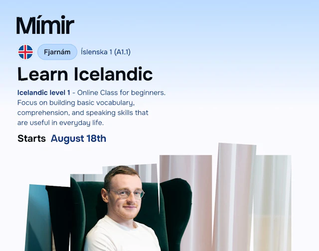 Icelandic 1 online (A1.1) |  Íslenska 1 fjarnám  